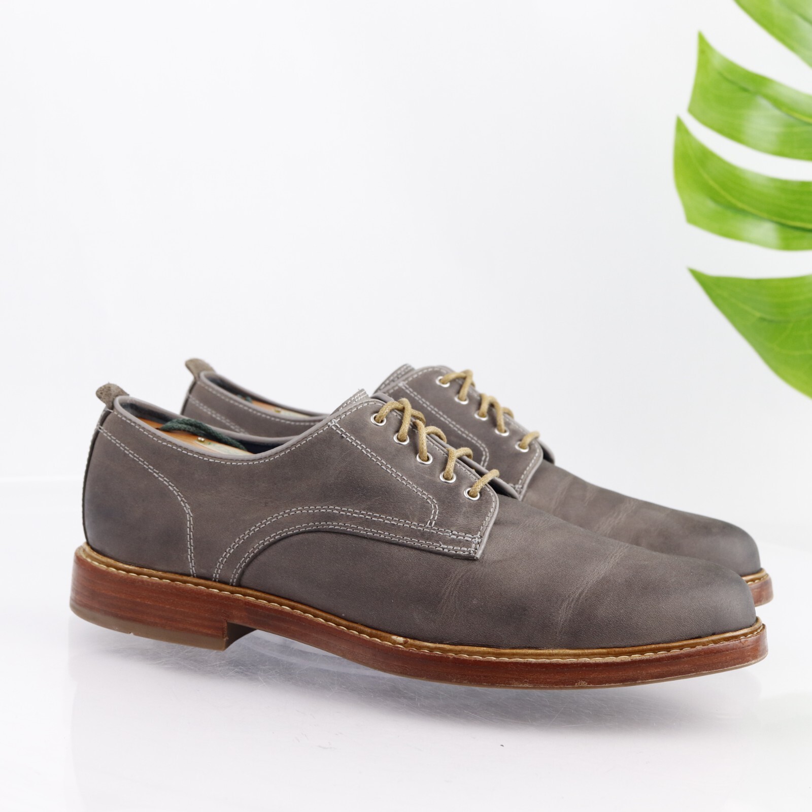 SAOLA Scarpa elegante Cole Haan Tyler GrandOs Oxford da uomo taglia 9 5 M in pelle grigia punta liscia