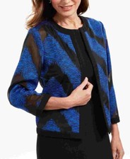 NEW KASPER BLUE BLACK OPEN FRONT JACKET SIZE 14 119