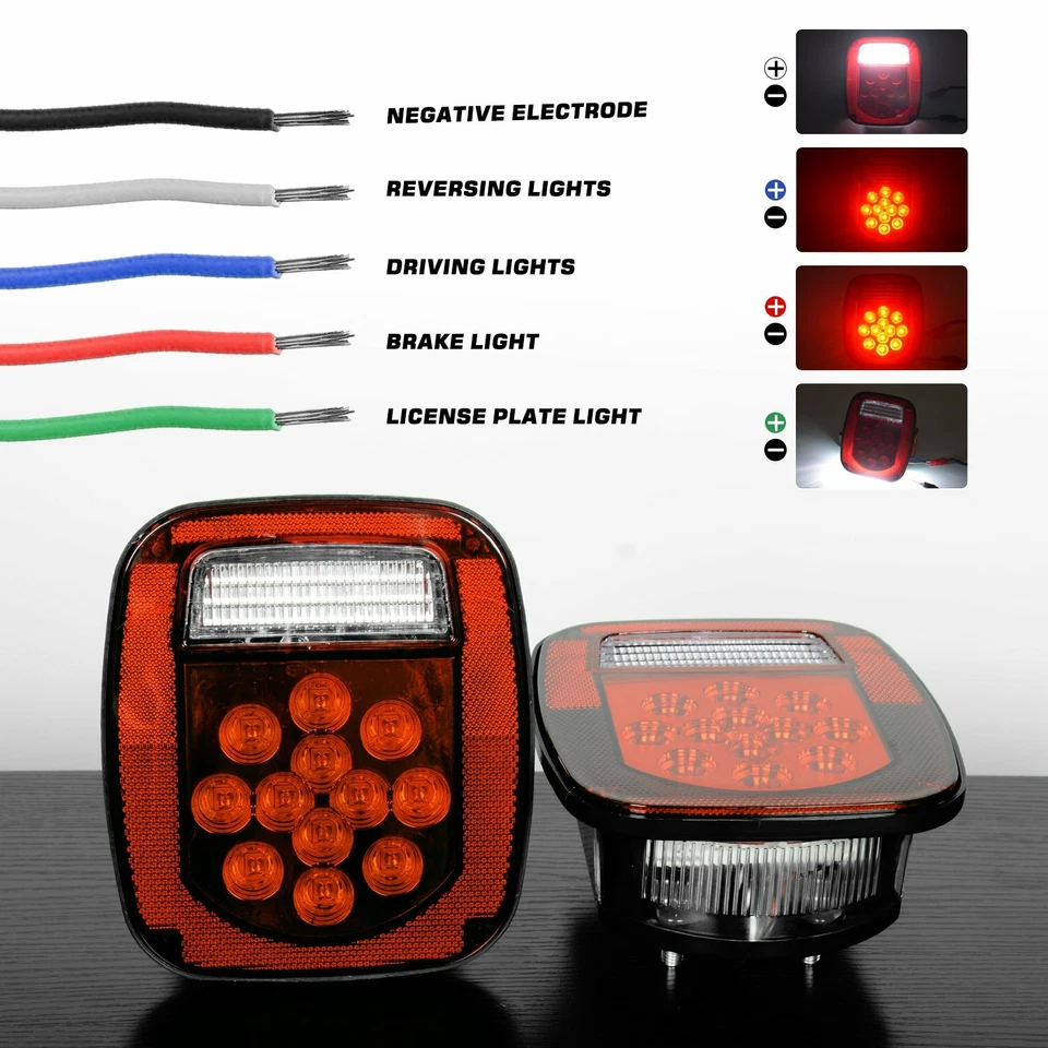 Luces traseras LED luz trasera humo freno inverso señal de giro para Jeep Wrangler TJ CJ JK Foto 2 de 4