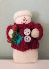 Hearts & Ivy Snowman plush stuffed figure 3" Hearts and Ivy Ornament Mini