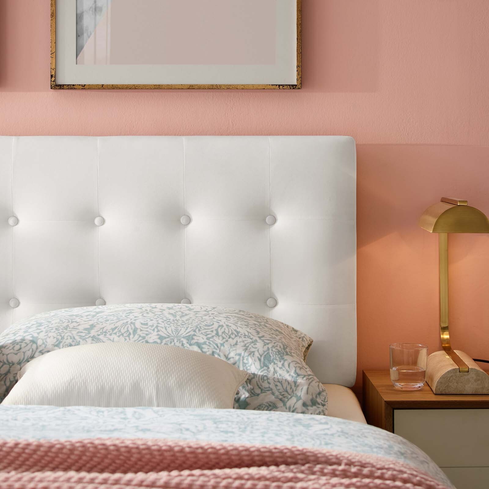 Modway Emily Queen Biscuit Tufted Performance Velvet Headboard in White
