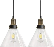PoKat Modern Industrial Glass Pendant Light,Farmhouse Adjustable Hanging Fixture