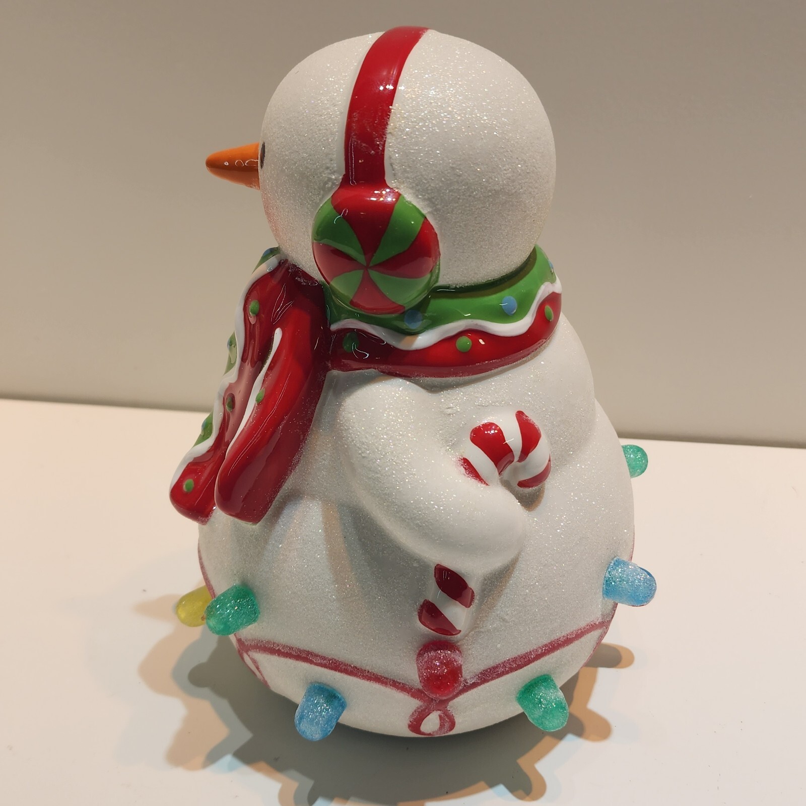 Vtg Hallmark Ceramic Snowman Christmas Musical Lightup Gumdrop