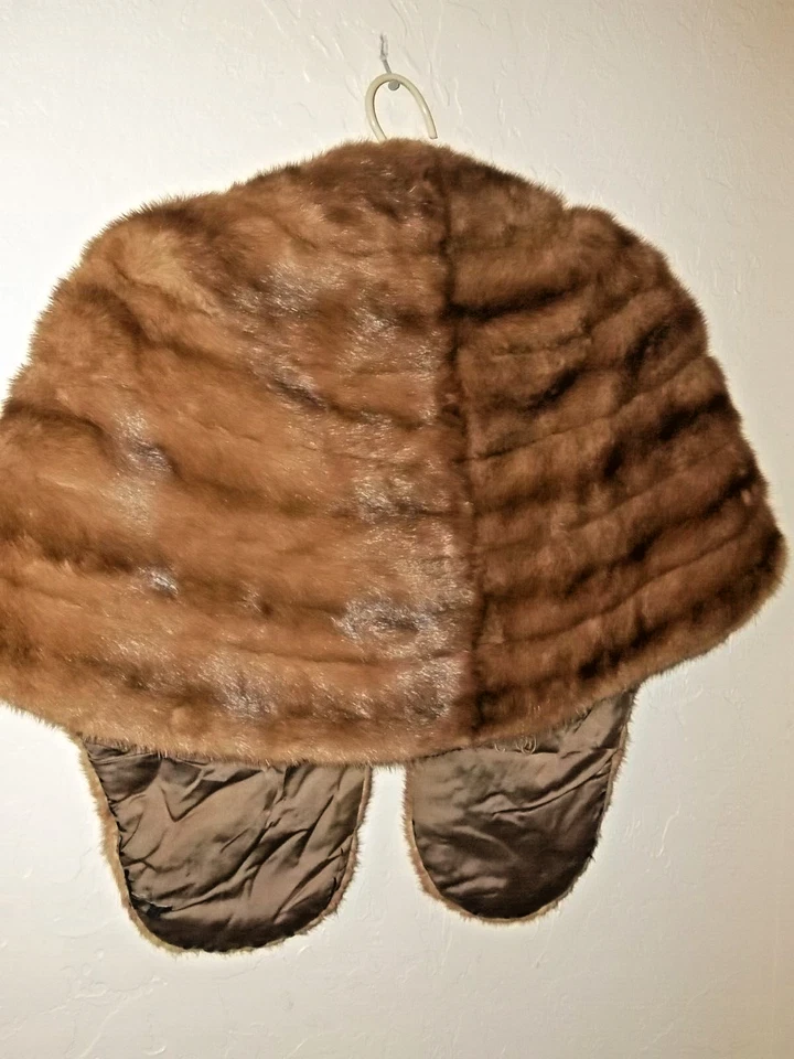 CHAQUETA CHAL ENVOLVENTE ESTOLA PIEL VISÓN NEIMAN MARCUS MARRÓN ETIQUETA ORIGINAL VINTAGE Foto 4 de 4