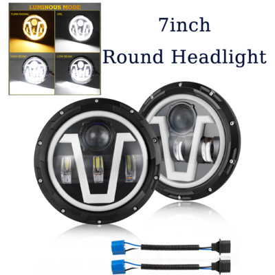 For 1986-1995 Suzuki Samurai DOT 7inch Round LED Headlights DRL High/Low Beams