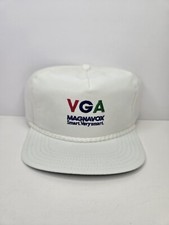 Vintage Magnavox VGA Snapback Hat White Rope Retro Tech Nerd Cap Made In USA HTF