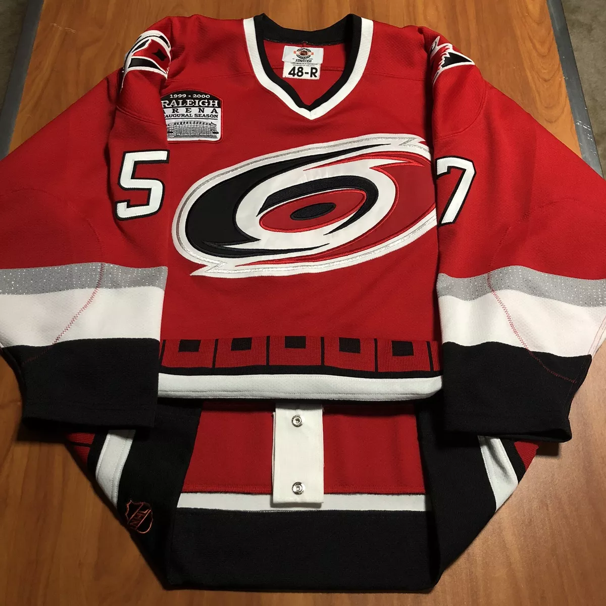 READ) Starter Authentic Carolina Hurricanes NHL Hockey Jersey Vintage Red  48