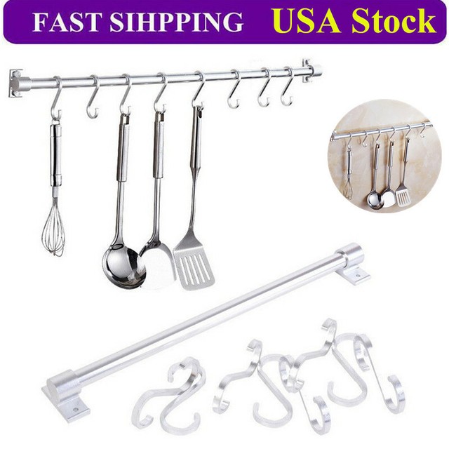 Double Spice Rack Kitchen Rail Wall Mounted Hanging Railing System