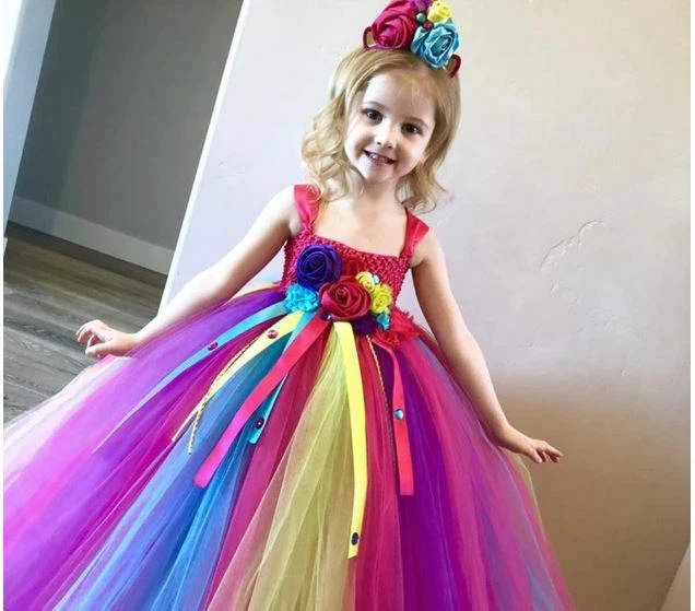 Amazon.com: Rainbow Ruffle Quinceanera Dresses Kids Jewel Lace-up Princess  Girls Pageant Dress Red 2 : Clothing, Shoes & Jewelry