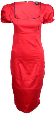 Küstenluder »LOLA BLACK ROSE« Pin Up PENCIL Bleistiftkleid - Rot Rockabilly