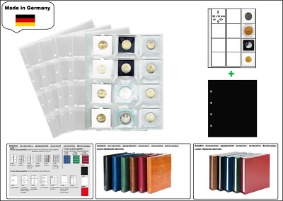 10-Münzhüllen-Münzrähmchen-12x-50x50mm-+-schwarze-ZWL-Look-1-7400-Premium 