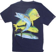 Guy Harvey SMALL Men's Navy Tee Shirt with A Dolphin a Wahoo