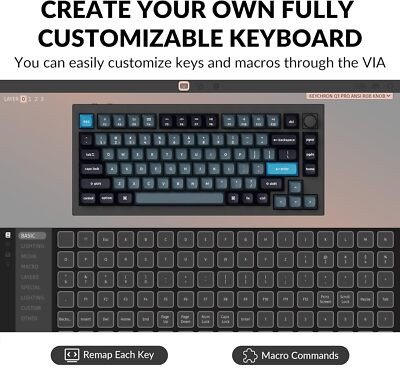 Keychron Q1 Pro Wireless Mechanical Keyboard, Programmable, Red