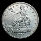 US 1874 S Trade Dollar AU Details Silver $1.00 Coin