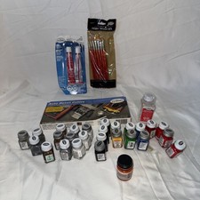 TESTORS Enamel Paint Set AUTO DETAIL 8 Colors 9120 MODEL 25 Used 7 Brushes