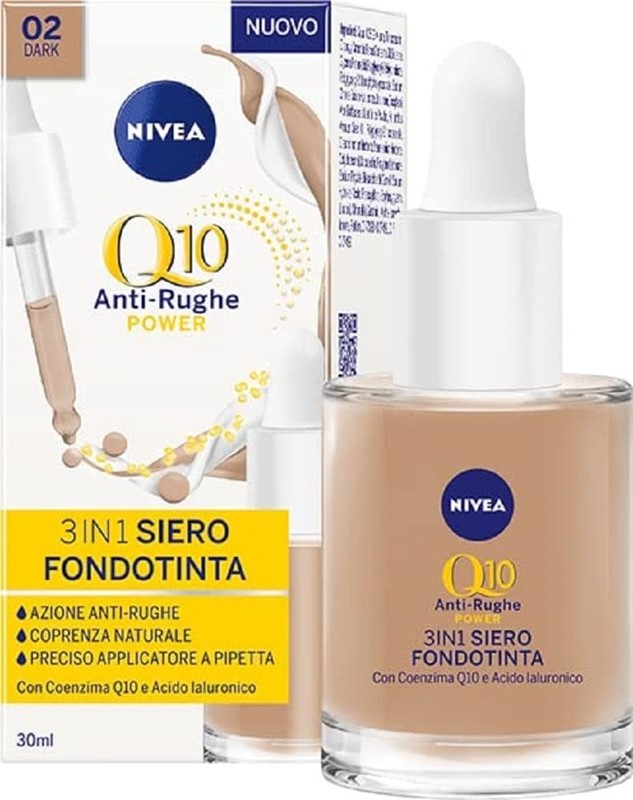 Nivea 3 in 1 Siero Fondotinta 02 Dark - Pelle Perfetta con Effetto Glow