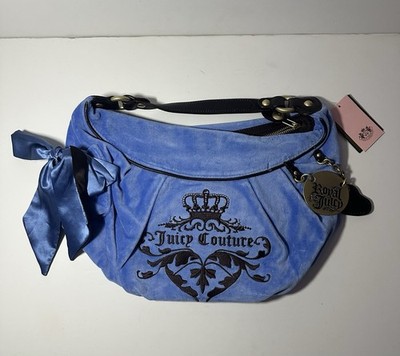 JUICY COUTURE y2k ベロア メッセンジャーバッグ チャーム付き Vintage Juicy Couture Blue Velour Shoulder Bag Purse w Charm Y2K