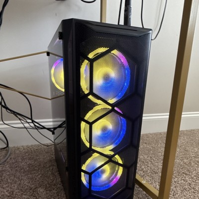 RGB Gaming Tower Desktop PC Black with Monitor, Keyboard, Mouse, USB, HDMI