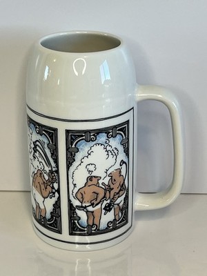Arabia Finland Rare Men In Sauna Tall Coffee Mug - Cup - Ceramic - Bath - Shower