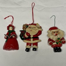Santa Claus X2 Caroler Clay Dough Set of 3 Christmas Ornament