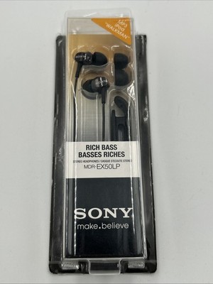 Sony Rich Bass In Ear kabelgebundene Kopfhörer - Schwarz (MDR-EX50LP) versiegelt selten