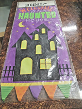 Halloween Double Sided Applique Banner Haunted House 12.5 X 30