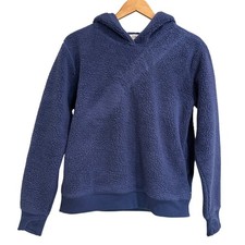 Athleta Girl Blue So Snug Sherpa Hoodie Cozy Winter Pullover Thumbhole-XXL/16
