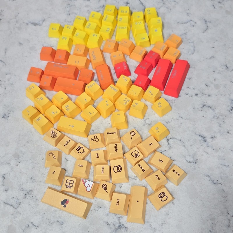Multicolor Keycap Set Yellow/Orange/Red/Beige Plastic English QWERTY 91 count.