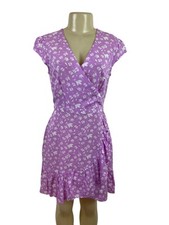 J. Crew Women’s Purple Floral Wrap Dress W/ Ruffle Hem & Cap Sleeves Sz 2 - New