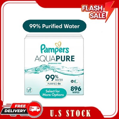 Pampers Aqua Pure Baby Wipes Unscented 16 Pack 896 Total Wipes Sensitive Skin