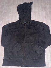 Old Navy Unisex Kids Black Full Zip Hoodie S 6-7 Long Sleeve Solid
