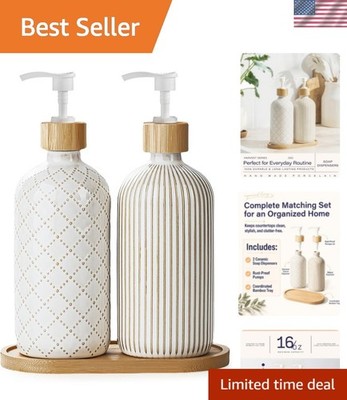 Hand and Dish Soap Dispenser Set, Ceramic Soap Dispenser for Bathroom and Kit...