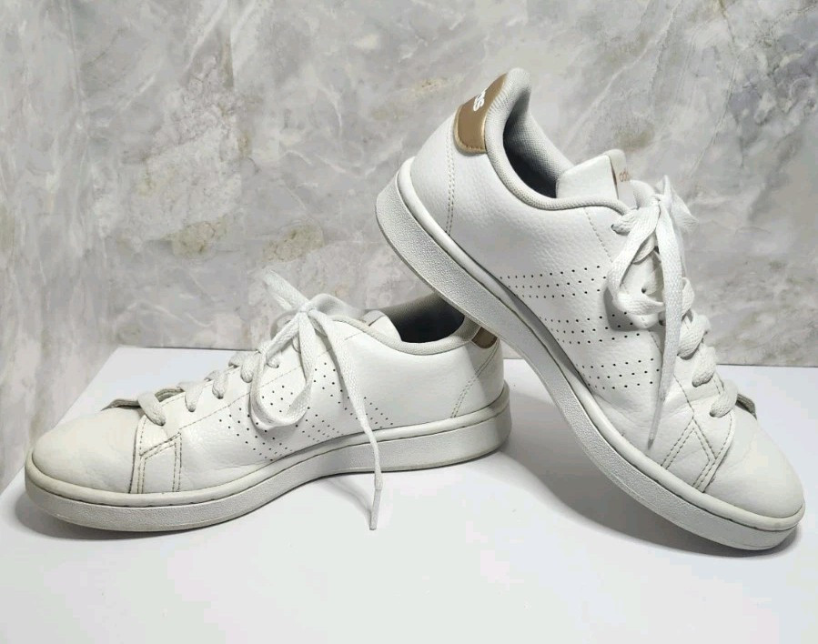 ADIDAS Advantage Cloud Foam Sneakers White/Copper Metal Womens Size 8