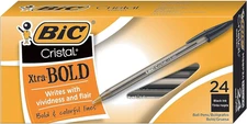 Bic Cristal Xtra Bold Ballpoint Pen Point (1.6mm) 24 Count Black