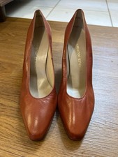 Charles Jourdan 80's Burnt Orange Leather French Vintage Heels 36/8.5