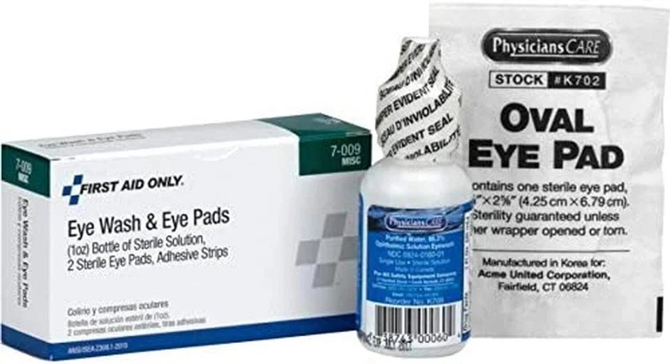 NEW FIRST AID ONLY EYE WASH & EYE PADS 7-009 mIsc 1oz 2 eye pads - Image 3 of 3