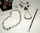 Vintage Super-Nice 20Pc STERLING SILVER JEWELRY LOT WITH STONES~GLASS~370g — photo 7