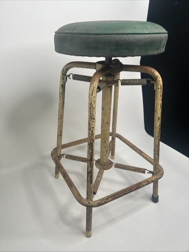 Vintage Industrial Sprung Engineer’s Work Stool Metal Old Garage 1950s 1960s - Picture 2 of 10