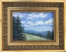 MOUNTAIN MINI # 27- Original framed oil mini mountain painting by K. McDermott -