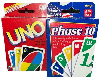 Phase 10 Fundex Card Game 2007 and Uno by Mattel 2007 Ages 7+ _B4 **
