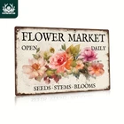 [1 Piece Vintage Metal Sign]Putuo Vintage Flower Tin Metal Signs Home Décor 8x12