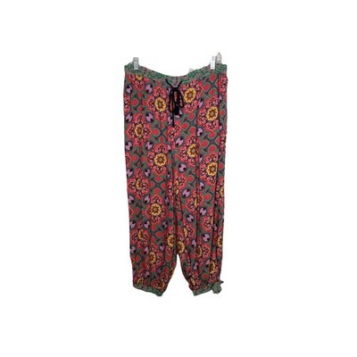 Anthropologie Joanie Harem Pants Modal Size M Colorful Floral Cropped Drawstring