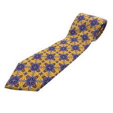 New JZ Richards Yellow Medallion Silk Tie Made In USA 60x3.25 Mens Designer Neck