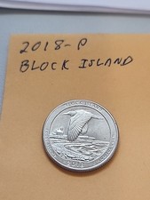 Pièce réelle US Washington Quarter Block Island 2018P