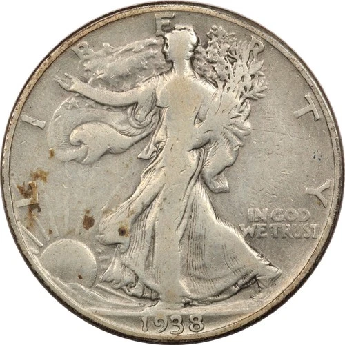 1938-D Walking Liberty Half Dollar 50C, Very Good VG