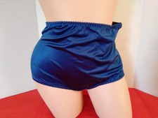 Panties Underscore Nylon Satin Blue Briefs XXXL High Rise Full Coverage