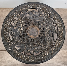 Vtg 30s Robert EMIG 1236B Cast Iron Compote Pedestal Mythical Design Dish Displa