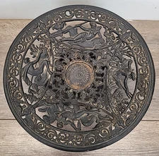 Vtg 30s Robert EMIG 1236B Cast Iron Compote Pedestal Mythical Design Dish Displa