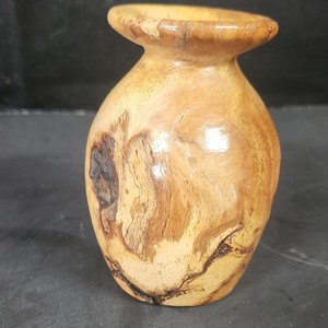 Handmade Oak Burl Wood Bud Vase, Signed By Artist RGAdam