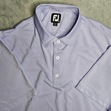 FootJoy Polo Shirt Mens XL Purple Polka Dot Lightweight Stretch Breathable Golf